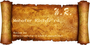 Wehofer Richárd névjegykártya
